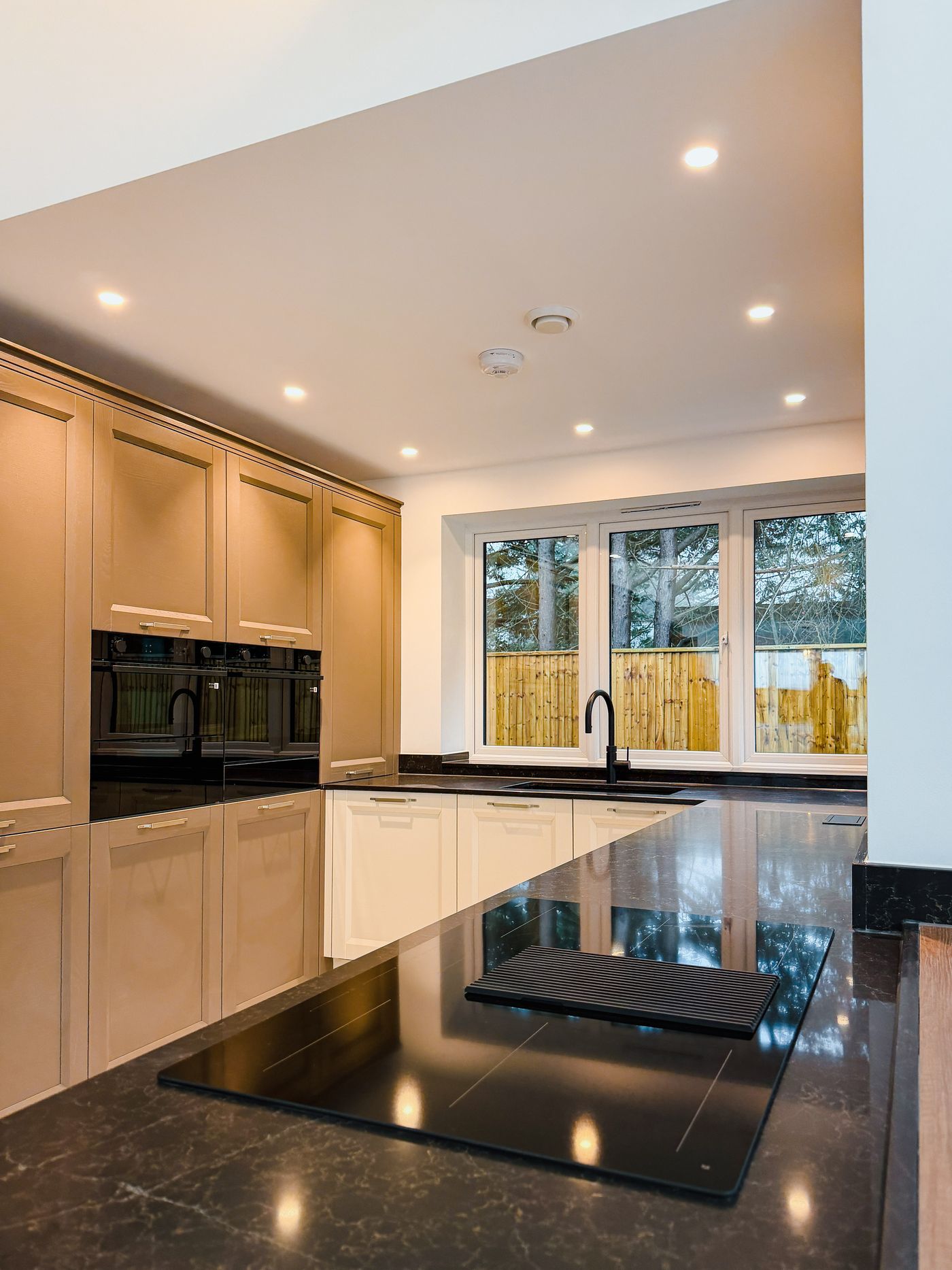 New kitchen with downlights in an Eastergate new build