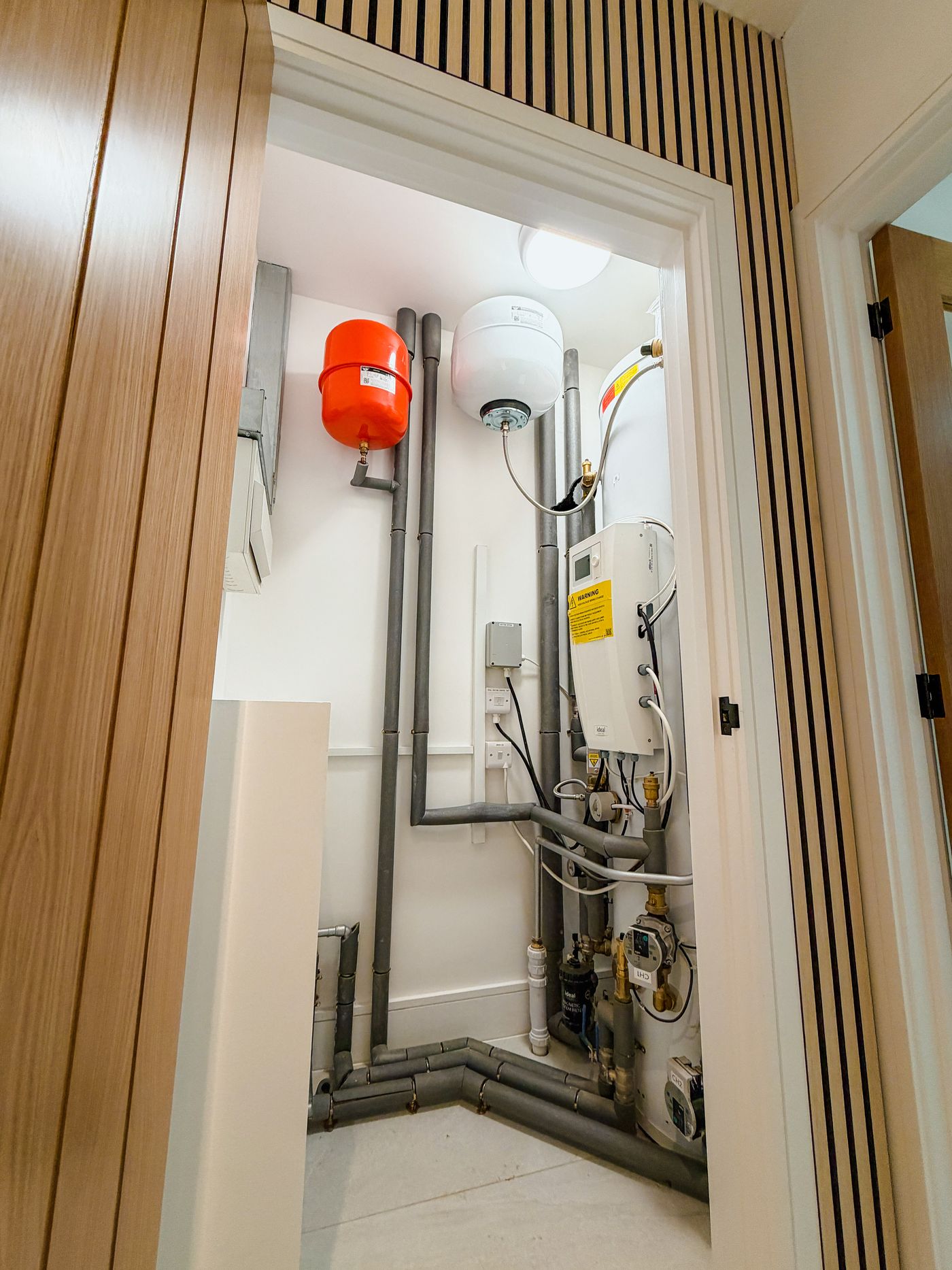 Plant room with heating equipment and wiring