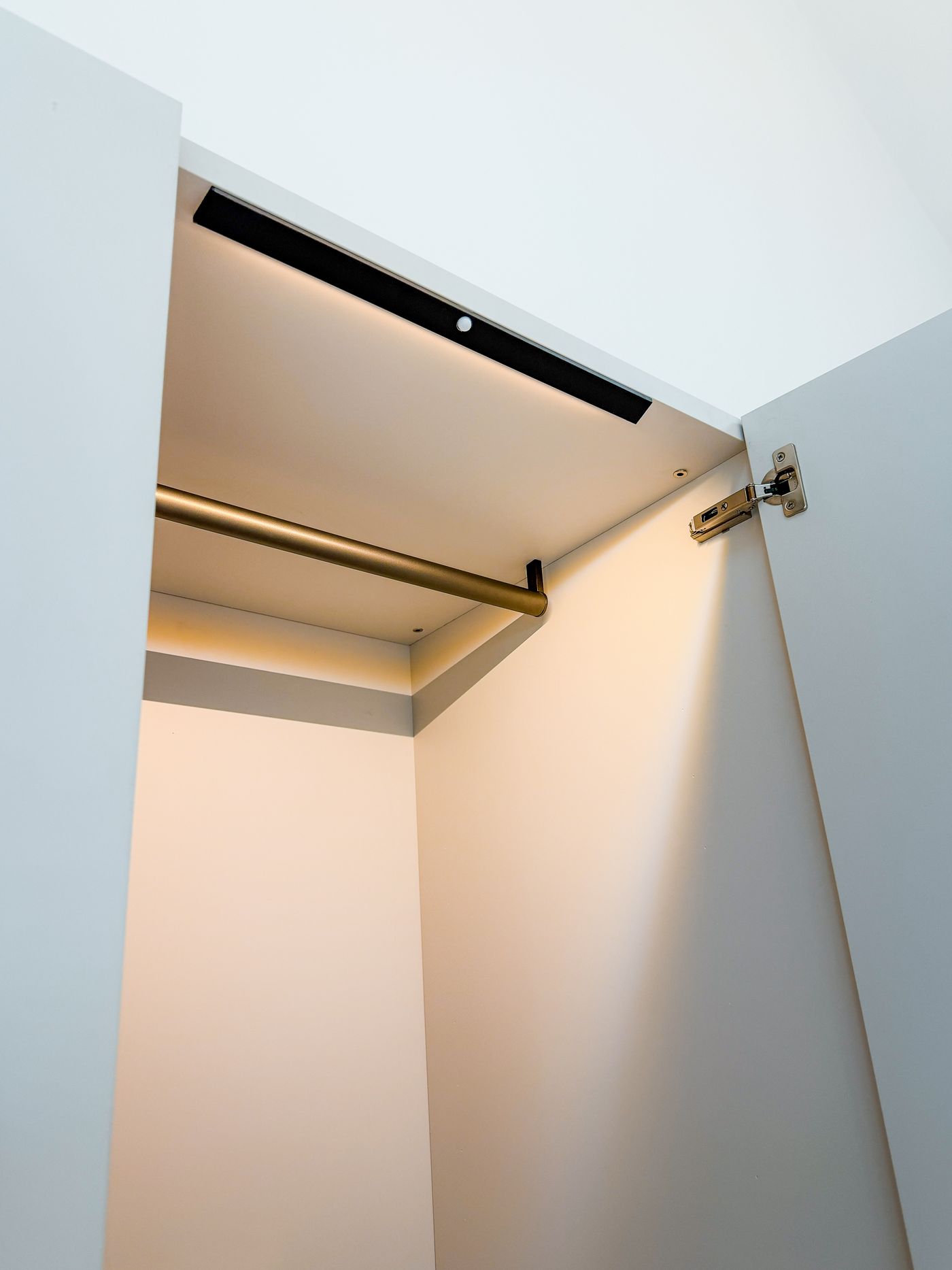 LED strip lighting inside a wardrobe